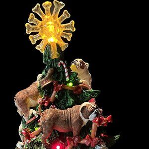 Danbury Mint Retired English Bulldog Lighted Christmas Tree